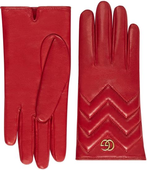 gucci gg marmont chevron leather gloves|Gucci ladies gloves.